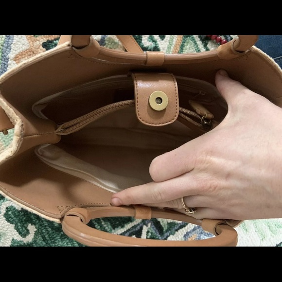 Fossil raffia/ woven wooden handled crossbody bag - Picture 4 of 5